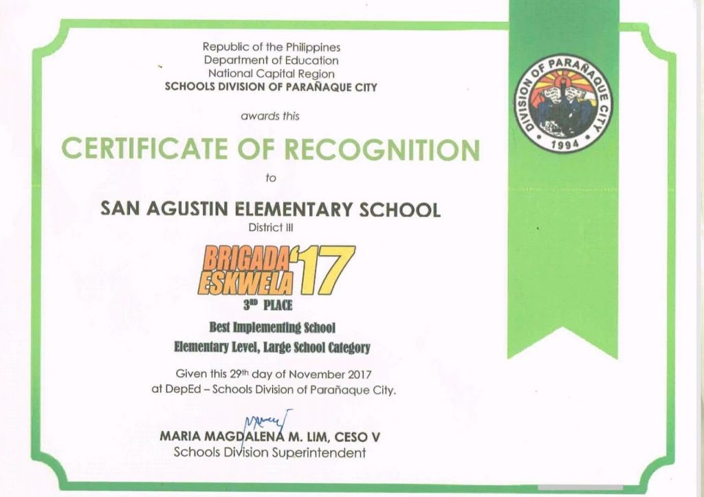 Achievements | San Agustin Elementary School